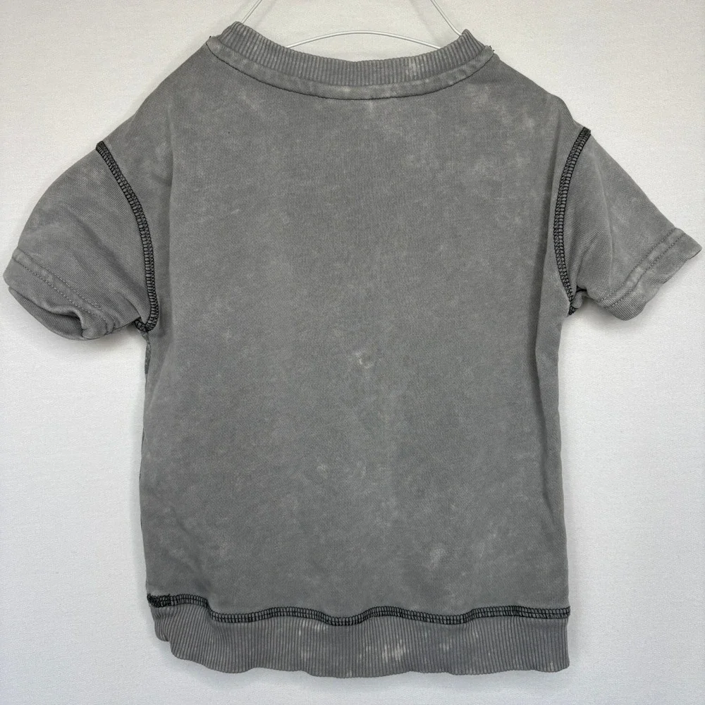 Kids Monster Jam Grave Digger Megalodon Gray Short Sleeve Sweatshirt Size 3T